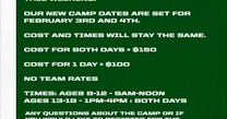 Prospect Camp Rescheduled