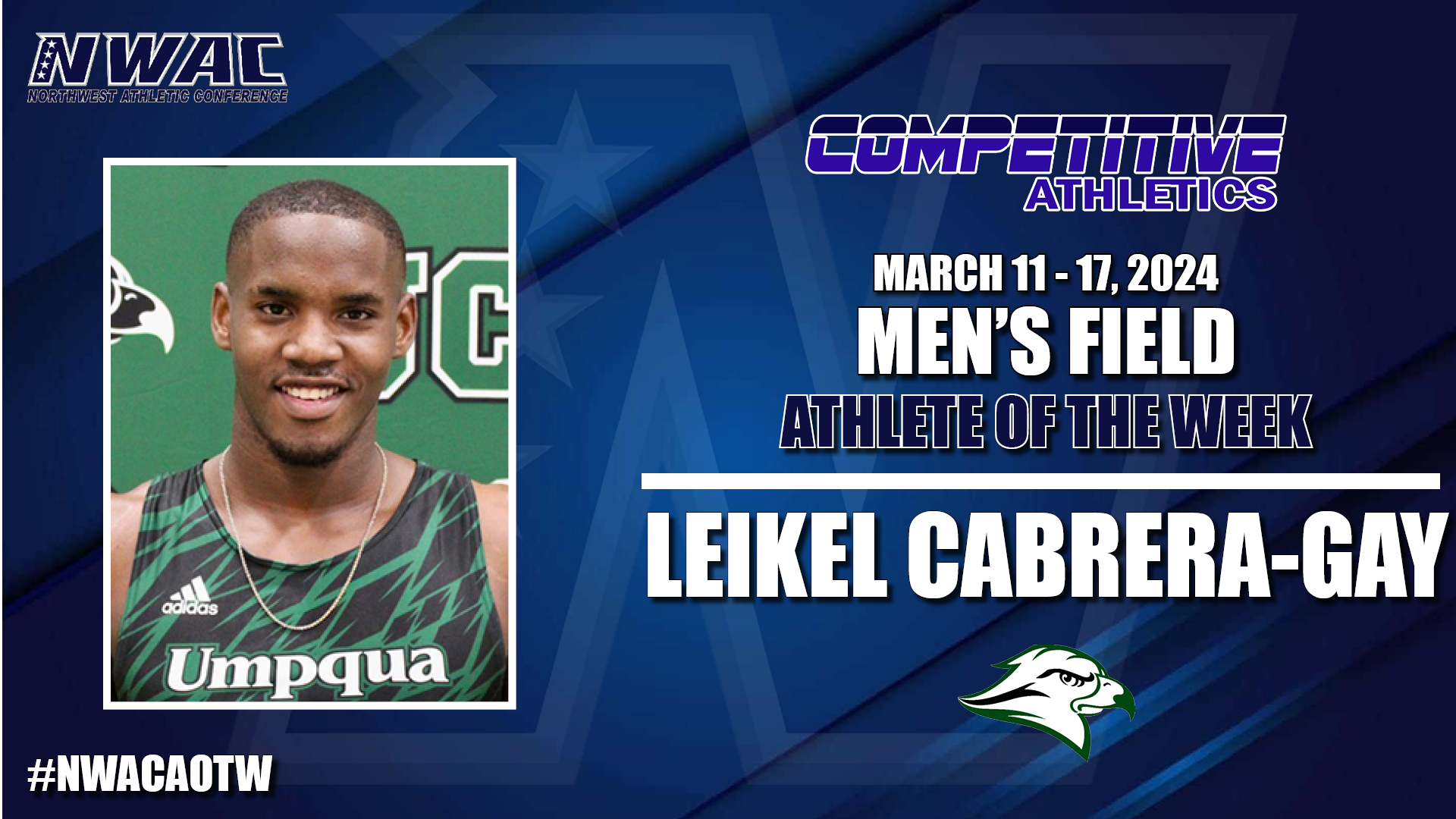 NWAC Week 3 Men’s Field Athlete of the Week, Leikel Cabrera-Gay